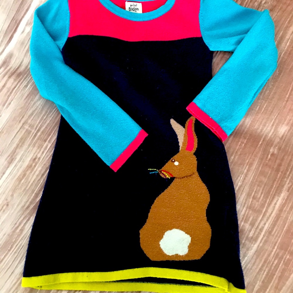 Mini Boden 3-4 yr sweater dress with bunny